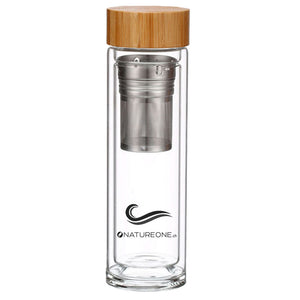 Trinkflasche to go aus Glas inkl. Bio Tee-Set - Natureone Tea World