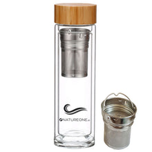 Laden Sie das Bild in den Galerie-Viewer, Trinkflasche to go aus Glas inkl. Bio Tee-Set - Natureone Tea World
