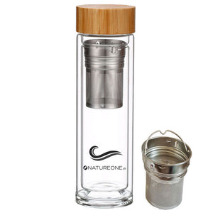 Trinkflasche to go aus Glas inkl. Bio Tee-Set - Natureone Tea World
