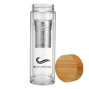 Trinkflasche to go aus Glas inkl. Bio Tee-Set - Natureone Tea World