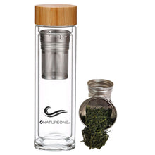 Laden Sie das Bild in den Galerie-Viewer, Trinkflasche to go aus Glas inkl. Bio Tee-Set - Natureone Tea World